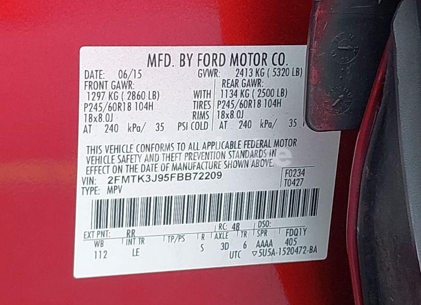 Photo 9 of 2015 Ford Edge SEL (VIN 2FMTK3J95FBB72209)