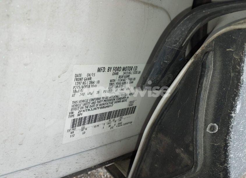 Photo 9 of 2015 Ford Edge SEL (VIN 2FMTK3J97FBB26817)