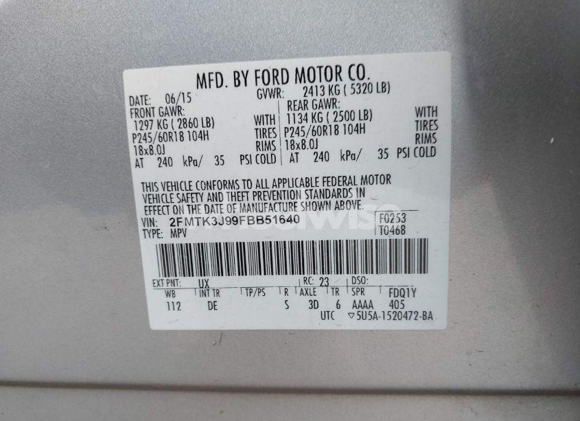 Photo 9 of 2015 Ford Edge SEL (VIN 2FMTK3J99FBB51640)