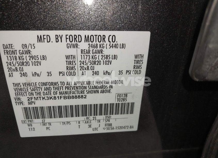 Photo 9 of 2015 Ford Edge TITANIUM (VIN 2FMTK3K81FBB88882)