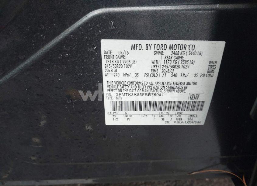 Photo 9 of 2015 Ford Edge TITANIUM (VIN 2FMTK3K83FBB75941)