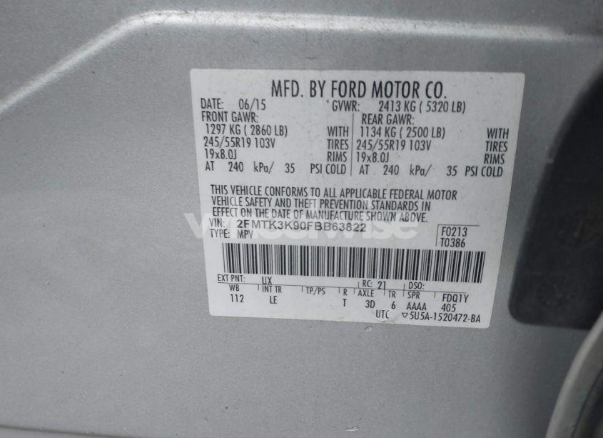 Photo 9 of 2015 Ford Edge TITANIUM (VIN 2FMTK3K90FBB63822)