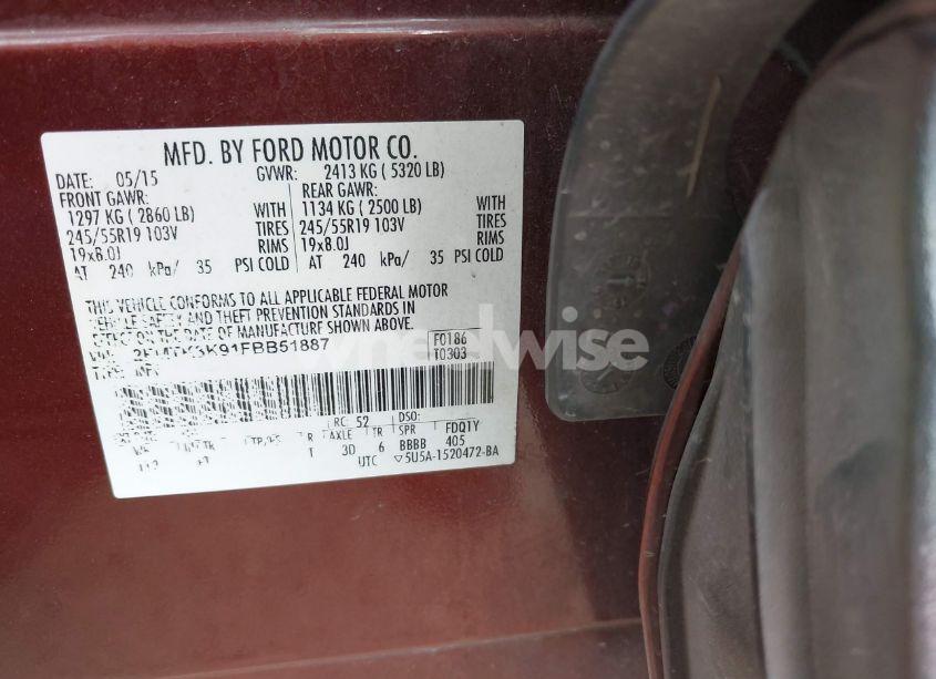 Photo 9 of 2015 Ford Edge TITANIUM (VIN 2FMTK3K91FBB51887)