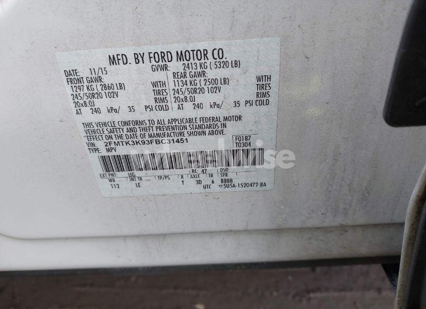 Photo 9 of 2015 Ford Edge TITANIUM (VIN 2FMTK3K93FBC31451)