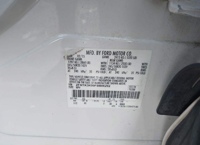 Photo 9 of 2015 Ford Edge TITANIUM (VIN 2FMTK3K99FBB06292)