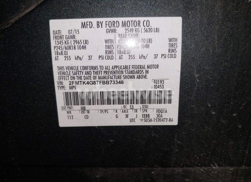 Photo 9 of 2015 Ford Edge SE (VIN 2FMTK4G87FBB73348)