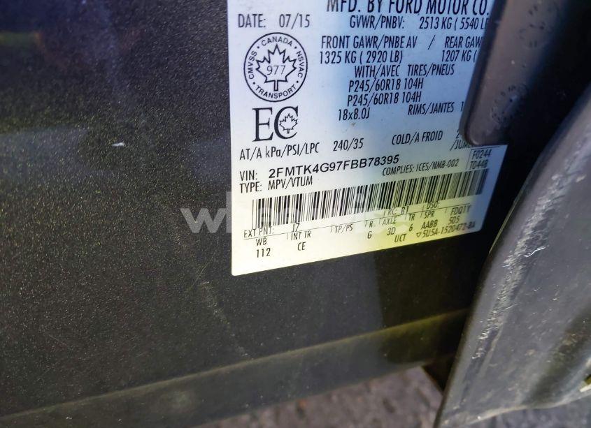 Photo 9 of 2015 Ford Edge SE (VIN 2FMTK4G97FBB78395)