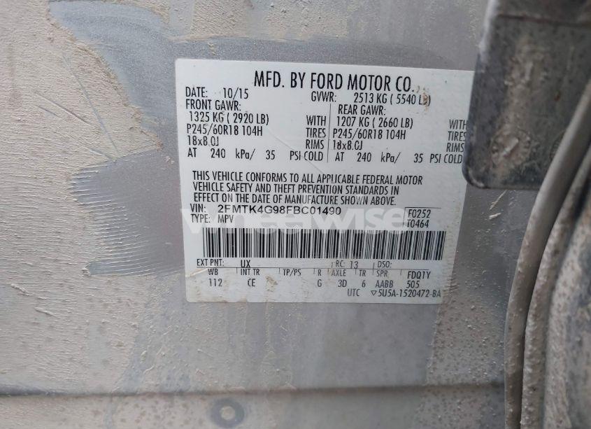 Photo 9 of 2015 Ford Edge SE (VIN 2FMTK4G98FBC01490)