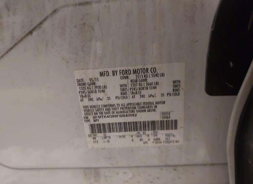 Photo 9 of 2015 Ford Edge SE (VIN 2FMTK4G99FBB43082)