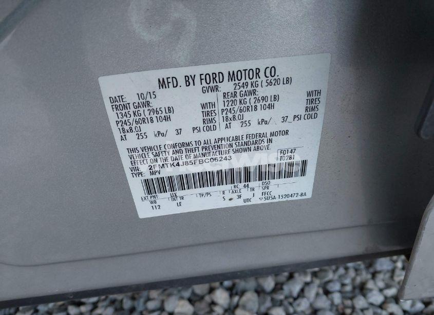 Photo 9 of 2015 Ford Edge SEL (VIN 2FMTK4J85FBC06243)