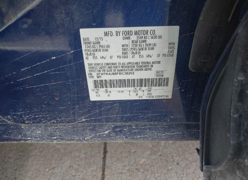 Photo 9 of 2015 Ford Edge SEL (VIN 2FMTK4J88FBC38202)