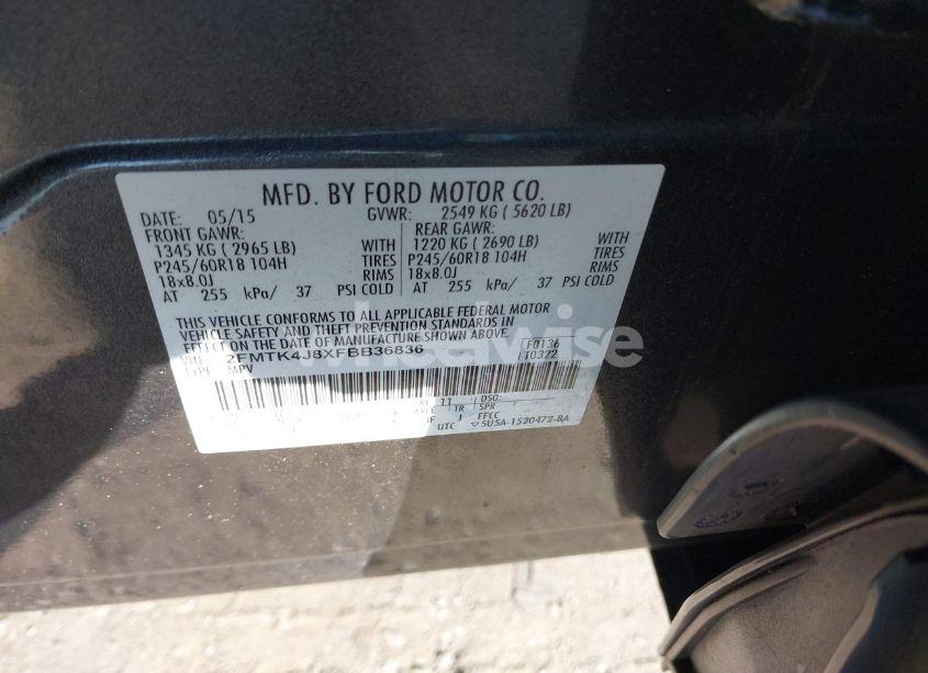 Photo 9 of 2015 Ford Edge SEL (VIN 2FMTK4J8XFBB36836)