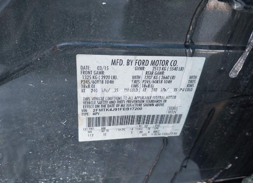 Photo 9 of 2015 Ford Edge SEL (VIN 2FMTK4J91FBB17200)