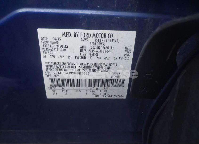 Photo 9 of 2015 Ford Edge SEL (VIN 2FMTK4J92FBB26651)