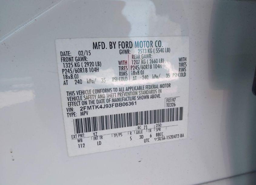 Photo 9 of 2015 Ford Edge SEL (VIN 2FMTK4J93FBB06361)