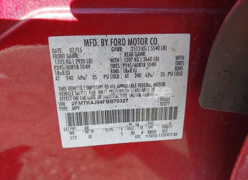 Photo 9 of 2015 Ford Edge SEL (VIN 2FMTK4J94FBB70327)