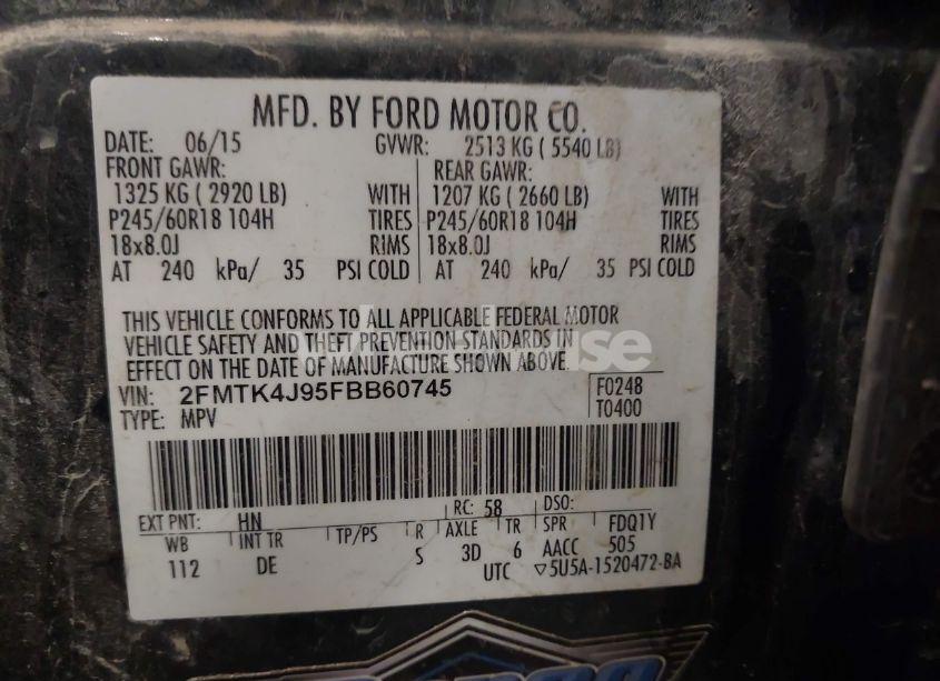 Photo 9 of 2015 Ford Edge SEL (VIN 2FMTK4J95FBB60745)