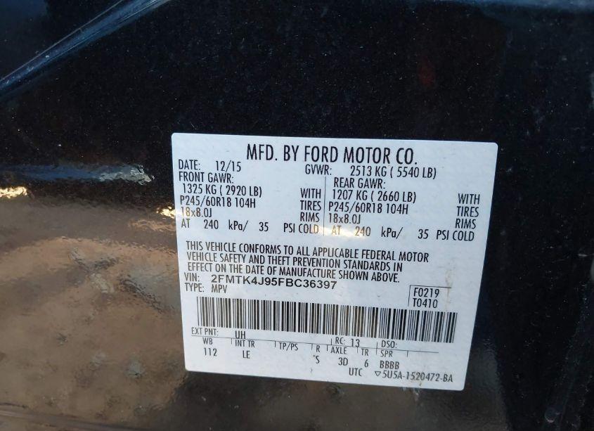 Photo 9 of 2015 Ford Edge SEL (VIN 2FMTK4J95FBC36397)