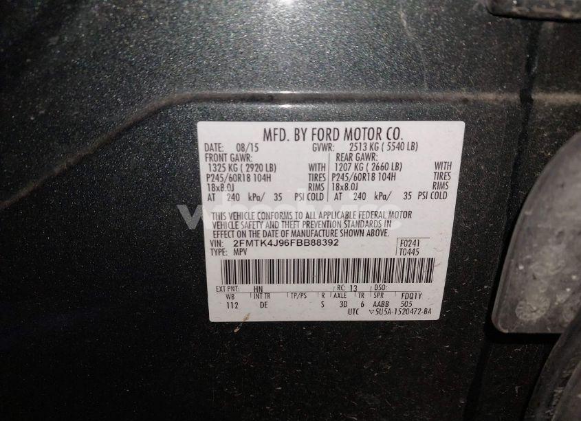 Photo 9 of 2015 Ford Edge SEL (VIN 2FMTK4J96FBB88392)