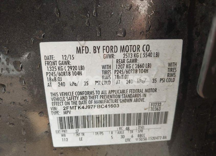 Photo 9 of 2015 Ford Edge SEL (VIN 2FMTK4J97FBC41603)