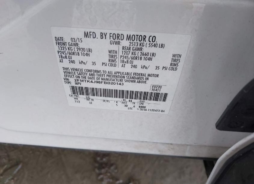 Photo 9 of 2015 Ford Edge SEL (VIN 2FMTK4J98FBB20143)