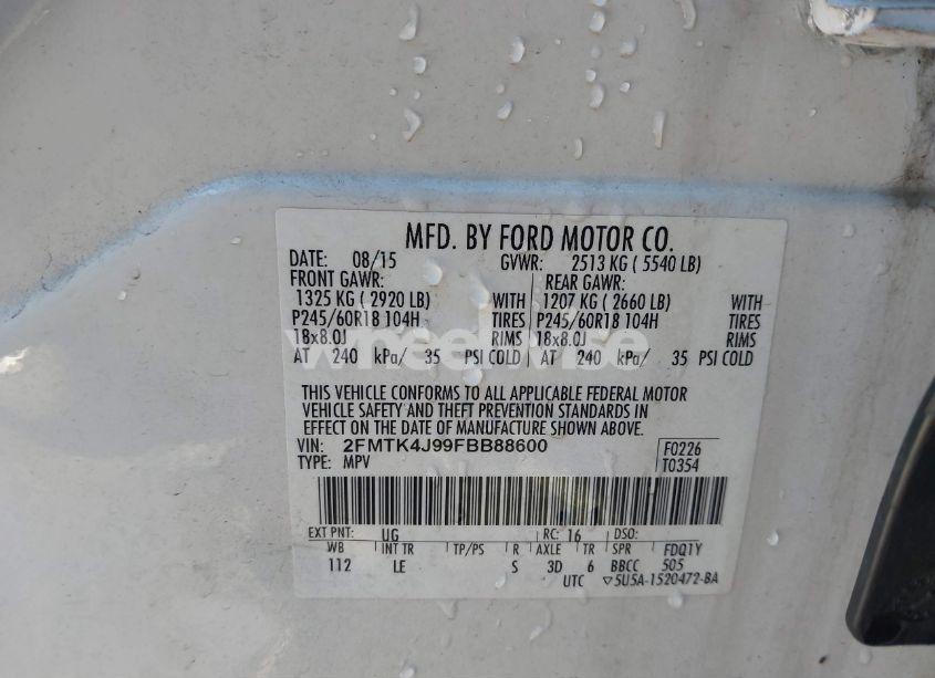 Photo 9 of 2015 Ford Edge SEL (VIN 2FMTK4J99FBB88600)