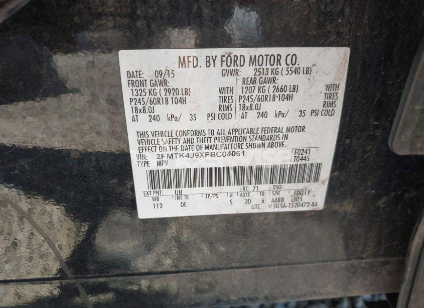 Photo 9 of 2015 Ford Edge SEL (VIN 2FMTK4J9XFBC04061)