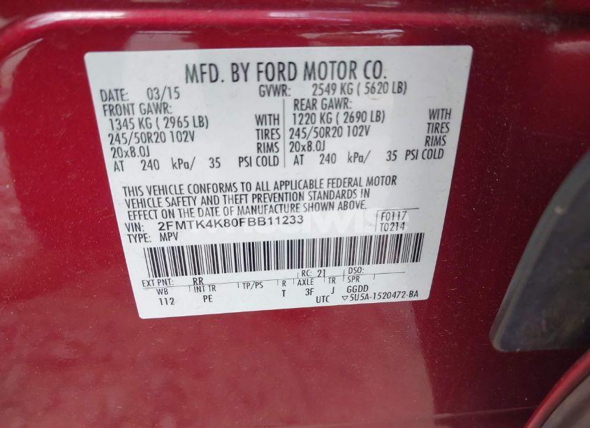 Photo 9 of 2015 Ford Edge TITANIUM (VIN 2FMTK4K80FBB11233)