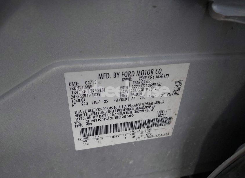 Photo 9 of 2015 Ford Edge TITANIUM (VIN 2FMTK4K83FBB28589)