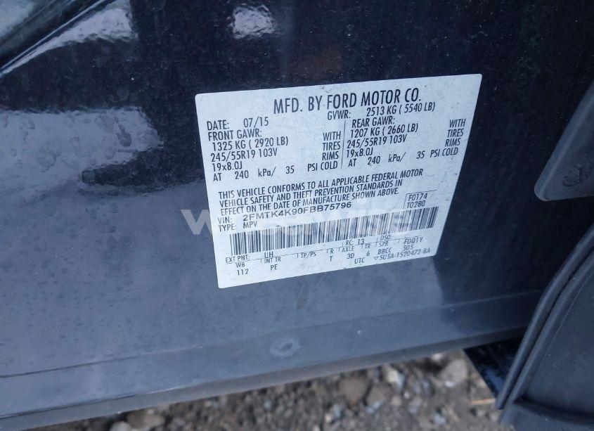 Photo 9 of 2015 Ford Edge TITANIUM (VIN 2FMTK4K90FBB75796)