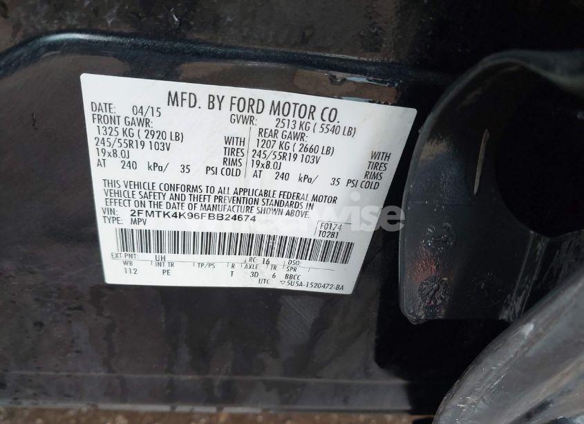 Photo 9 of 2015 Ford Edge TITANIUM (VIN 2FMTK4K96FBB24674)