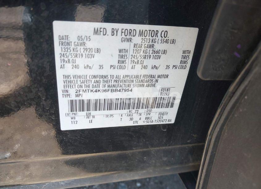 Photo 9 of 2015 Ford Edge TITANIUM (VIN 2FMTK4K96FBB47954)