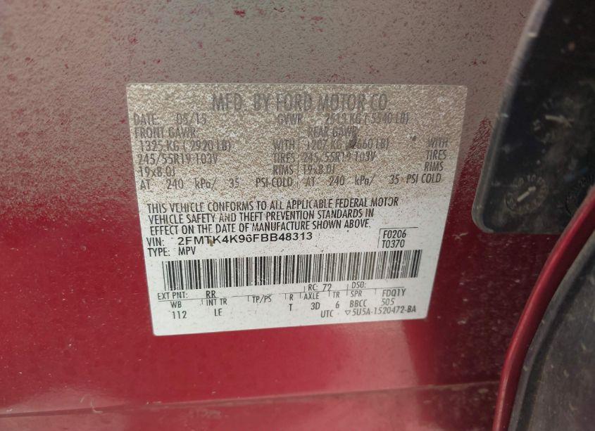 Photo 9 of 2015 Ford Edge TITANIUM (VIN 2FMTK4K96FBB48313)