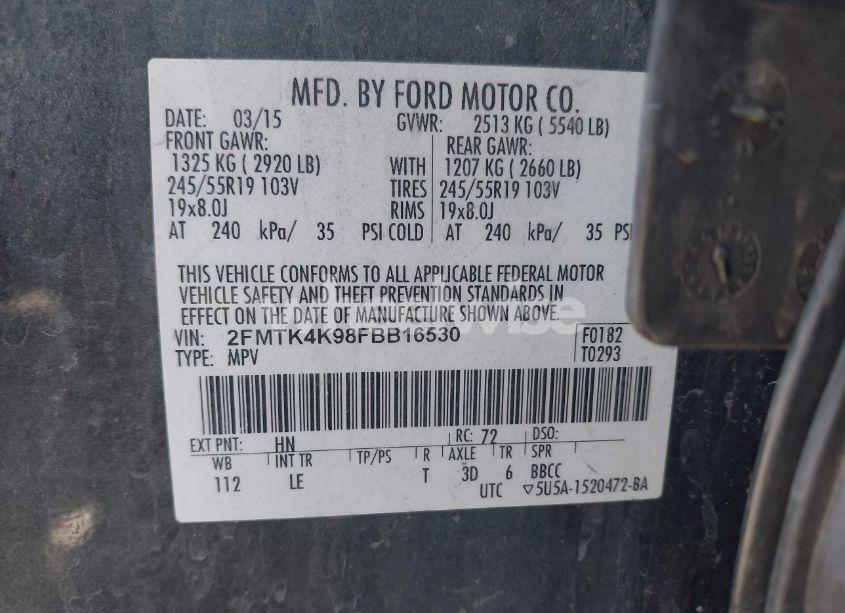 Photo 9 of 2015 Ford Edge TITANIUM (VIN 2FMTK4K98FBB16530)