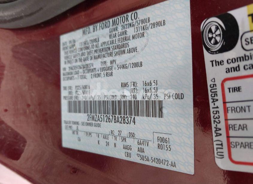 Photo 9 of 2007 Ford Freestar SE (VIN 2FMZA51267BA28374)