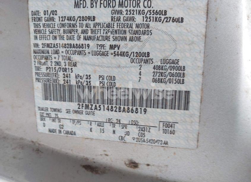 Photo 9 of 2002 Ford Windstar LX (VIN 2FMZA51482BA86819)