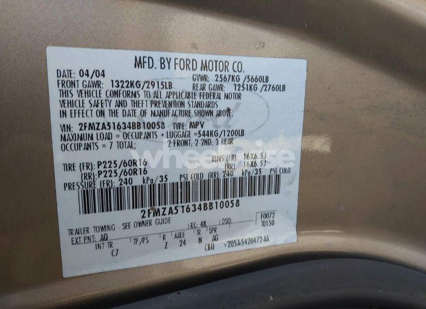 Photo 9 of 2004 Ford Freestar SE (VIN 2FMZA51634BB10058)
