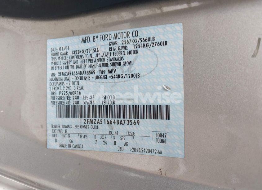 Photo 9 of 2004 Ford Freestar SE (VIN 2FMZA51664BA73569)