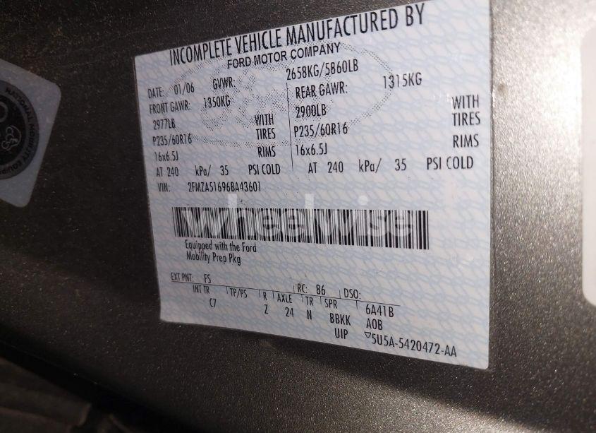 Photo 9 of 2006 Ford Freestar SE (VIN 2FMZA51696BA43601)