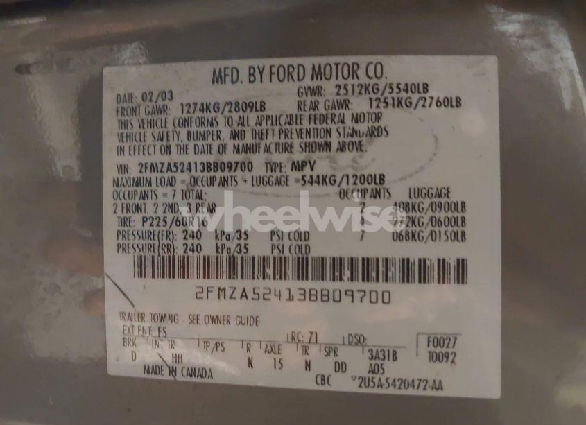 Photo 9 of 2003 Ford Windstar SE (VIN 2FMZA52413BB09700)