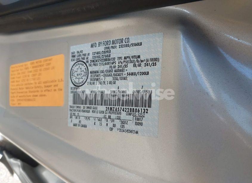 Photo 9 of 2002 Ford Windstar SPORT (VIN 2FMZA57422BB86132)