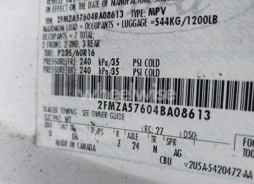 Photo 9 of 2004 Ford Freestar SES (VIN 2FMZA57604BA08613)