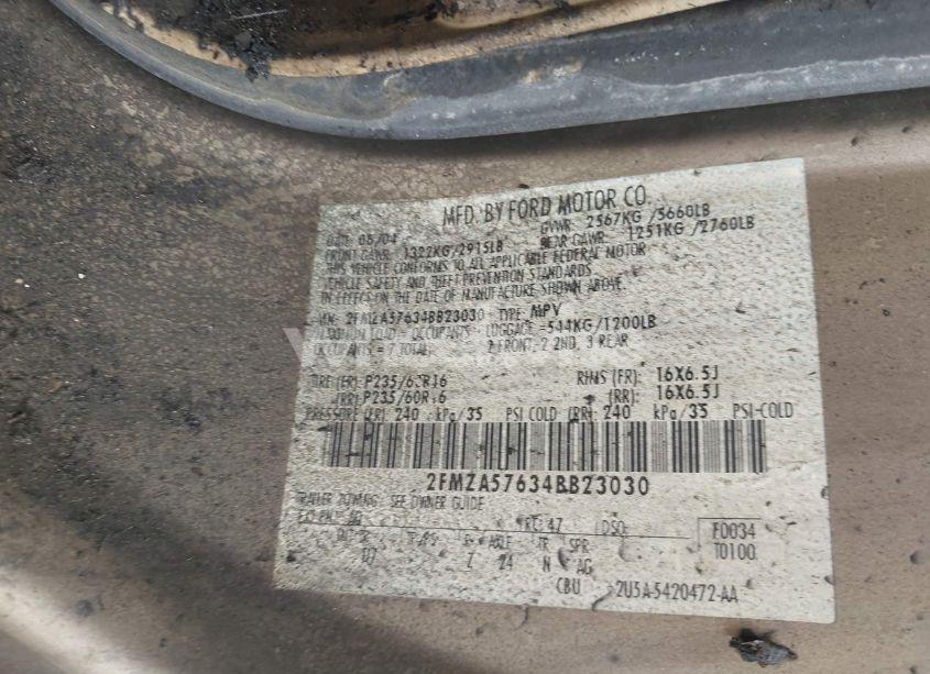 Photo 9 of 2004 Ford Freestar SES (VIN 2FMZA57634BB23030)