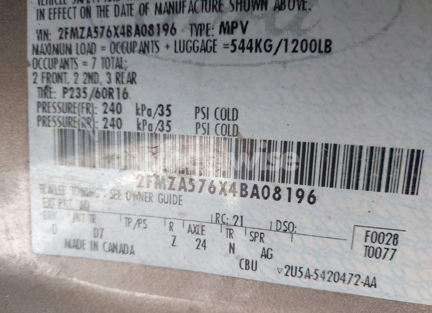 Photo 9 of 2004 Ford Freestar SES (VIN 2FMZA576X4BA08196)