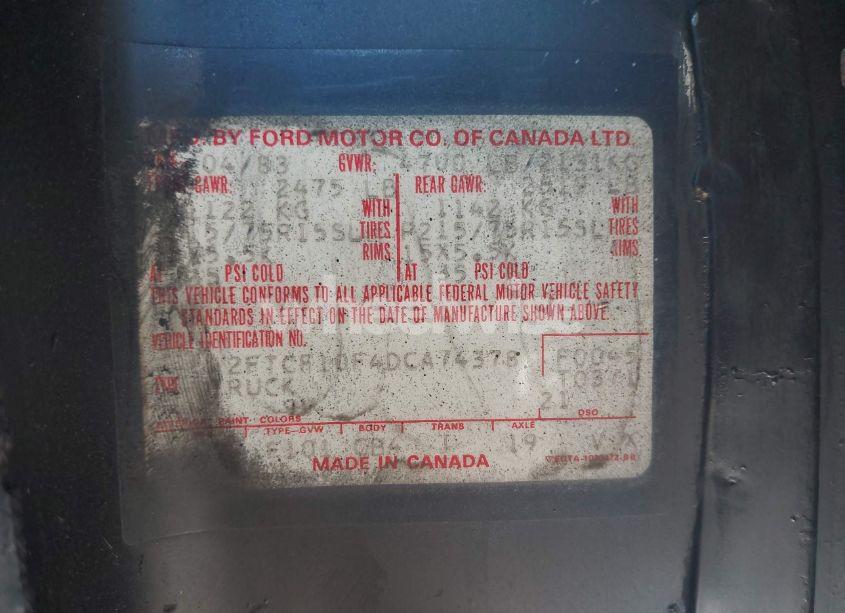 Photo 9 of 1983 Ford F100 (VIN 2FTCF10F4DCA74378)