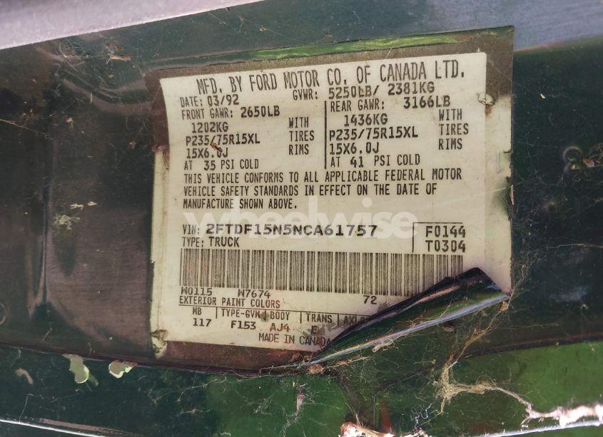 Photo 9 of 1992 Ford F150 (VIN 2FTDF15N5NCA61757)