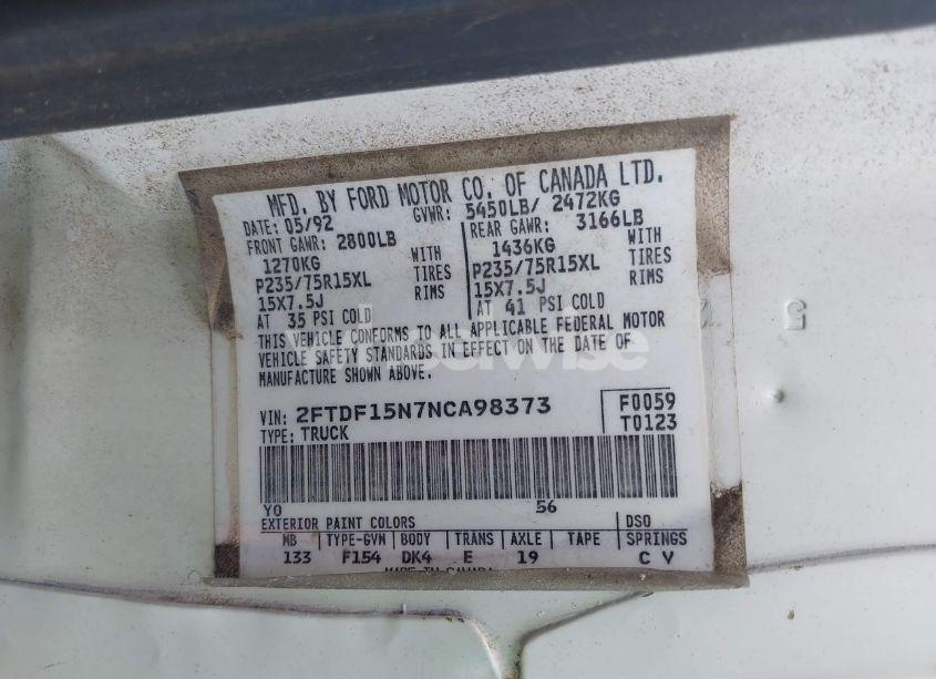 Photo 9 of 1992 Ford F150 (VIN 2FTDF15N7NCA98373)