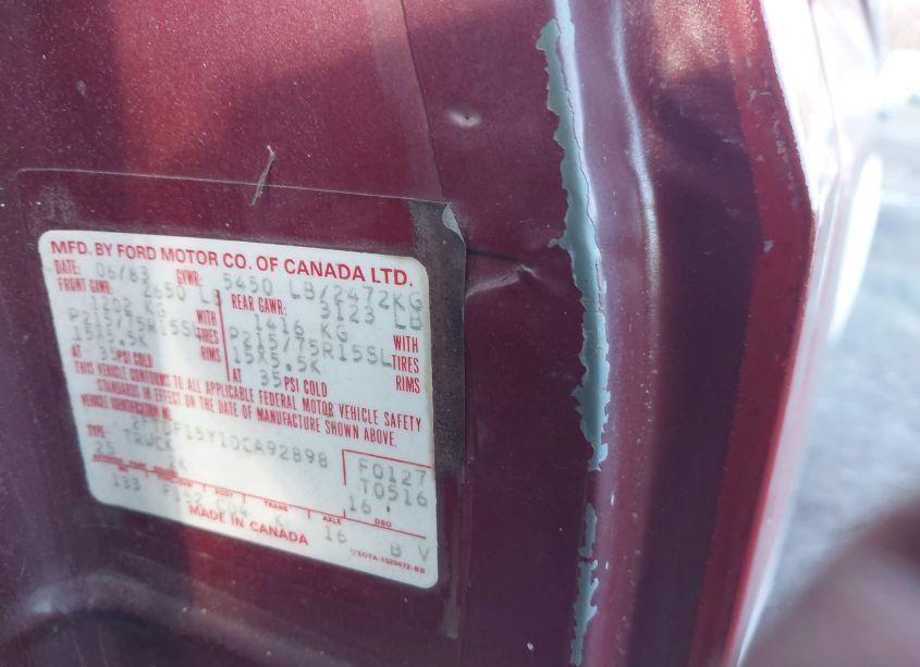 Photo 9 of 1983 Ford F150 (VIN 2FTDF15Y1DCA92898)