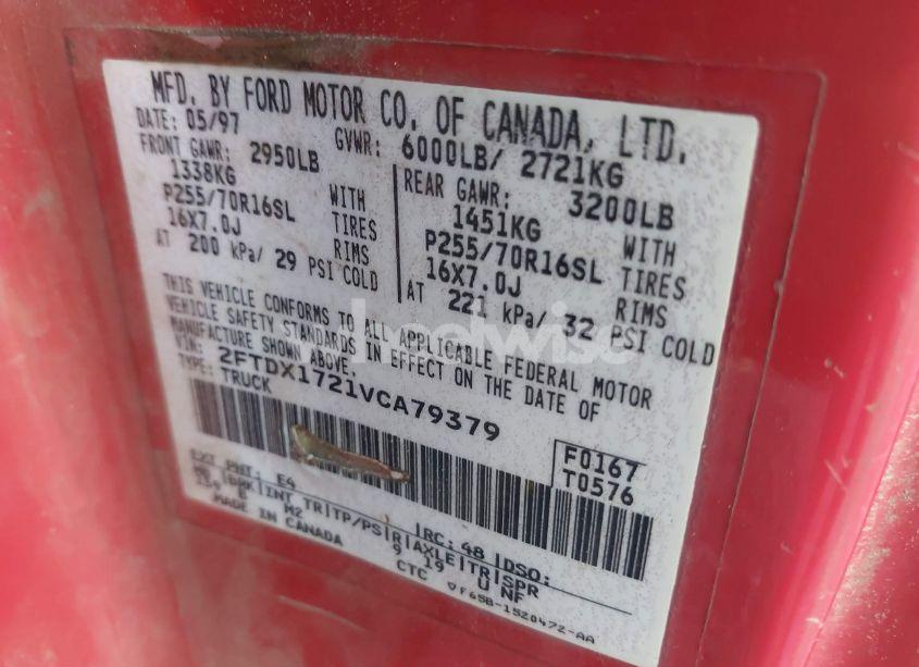 Photo 9 of 1997 Ford F-150 STANDARD/XL/XLT (VIN 2FTDX1721VCA79379)