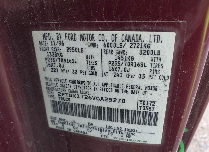 Photo 9 of 1997 Ford F-150 STANDARD/XL/XLT (VIN 2FTDX1726VCA25270)